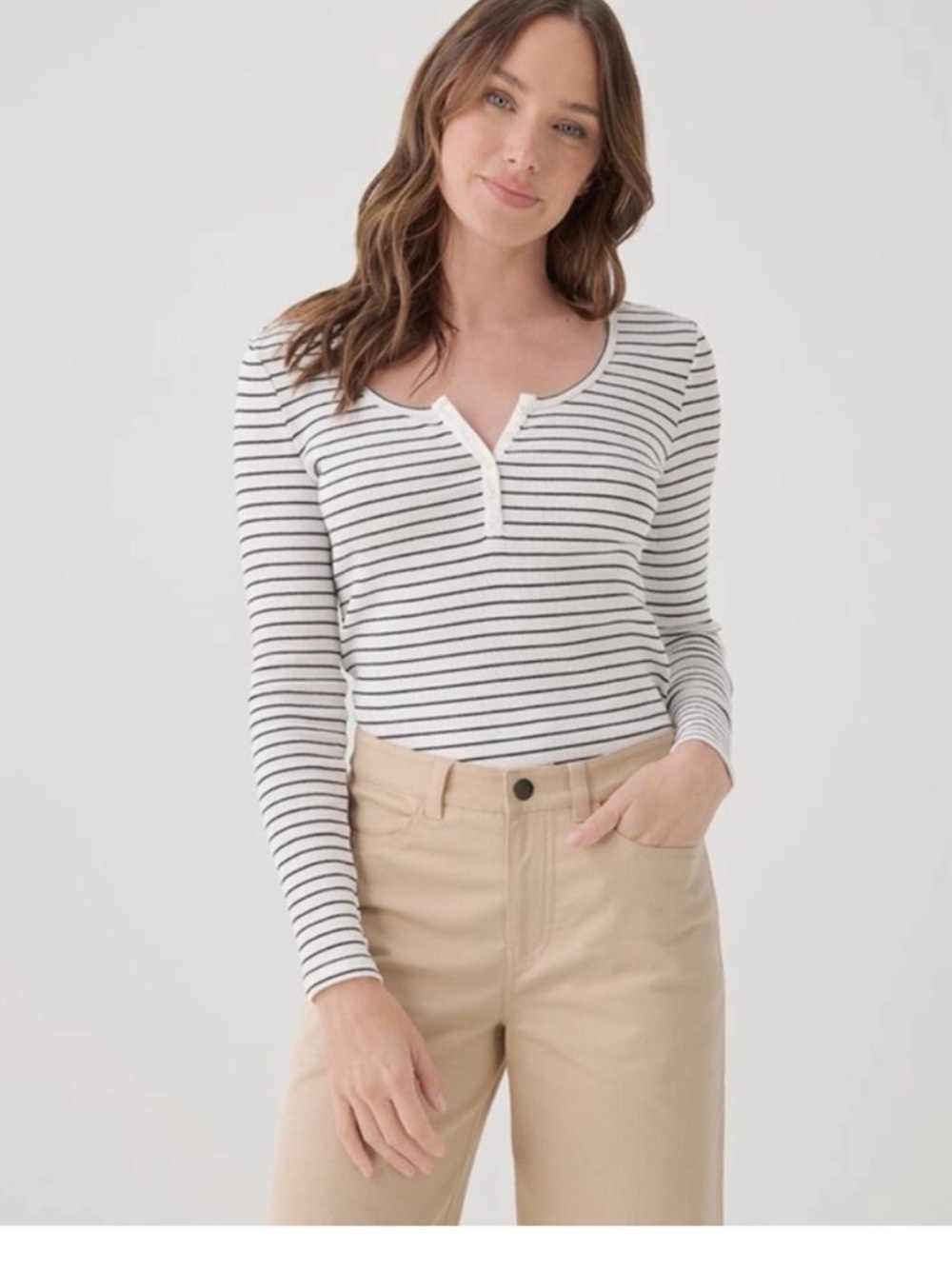 Pact Favorite Rib Henley Long Sleeve Top